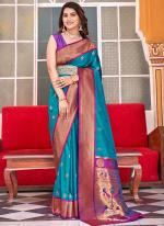 Paithani Silk Sky Blue Festival Wear Weaving Saree